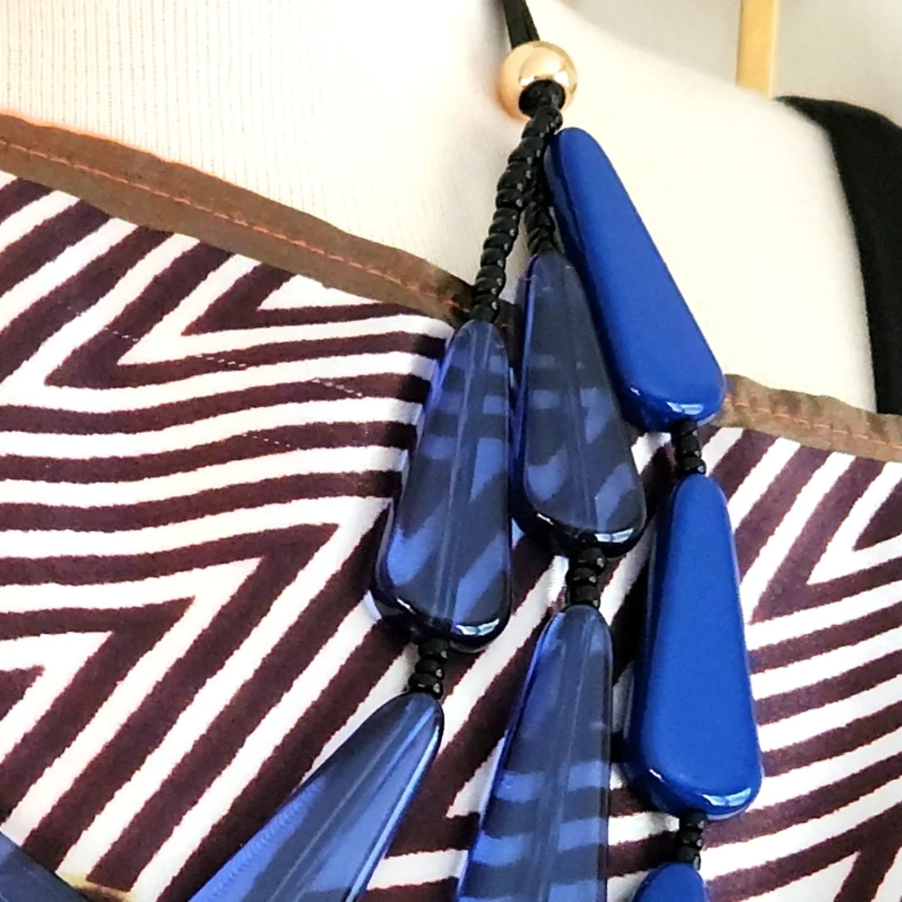 Deep Blue Multi-Strand Resin Statement Necklace ๐ - Picture 13 of 16